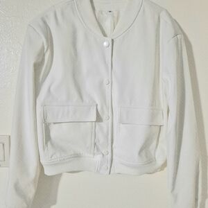 Womens Cropped Bomber Jacket Button Down Varsity Jackets Shackets with Pockets